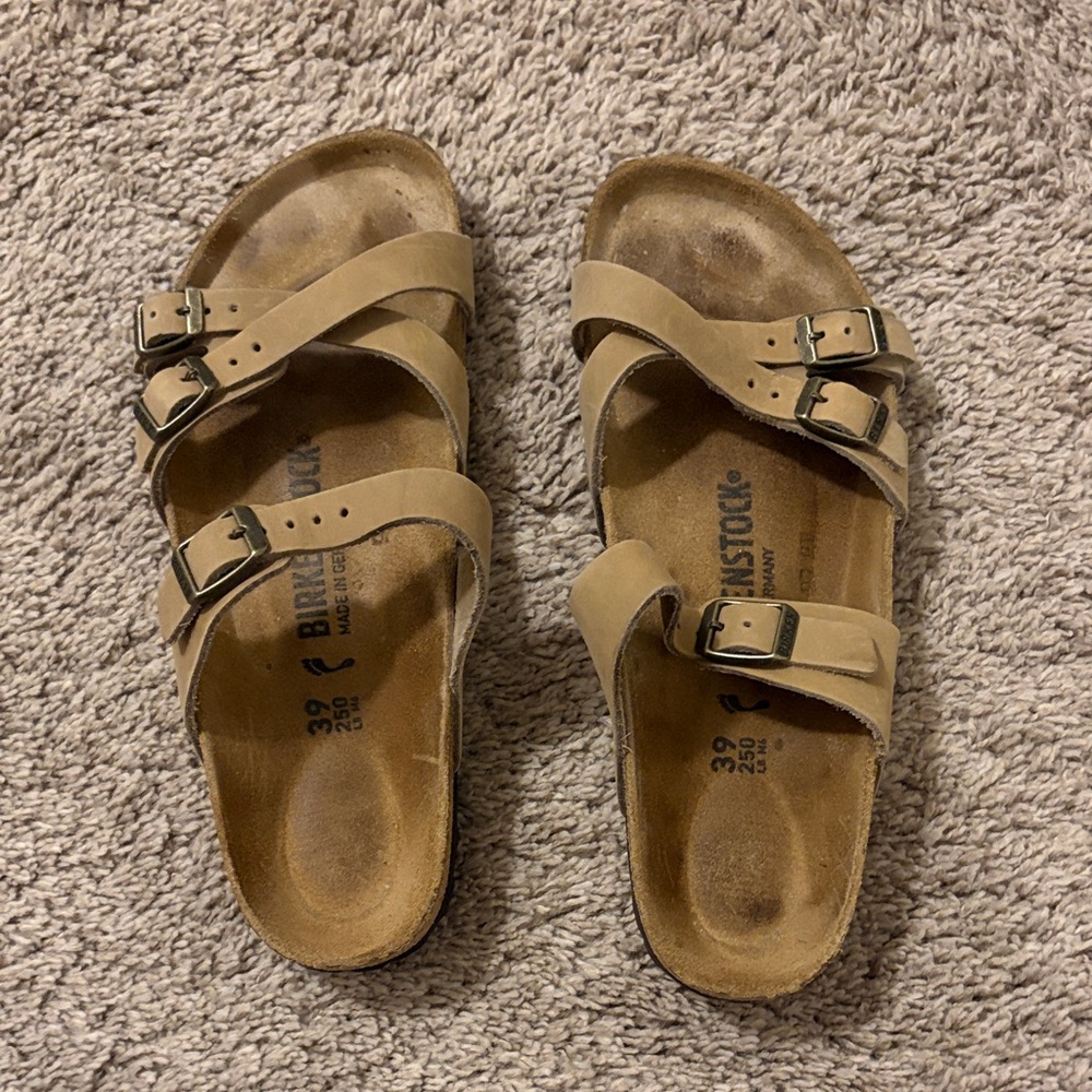 Women’s Birkenstock Beige Double-Strap Sandals - Size 39